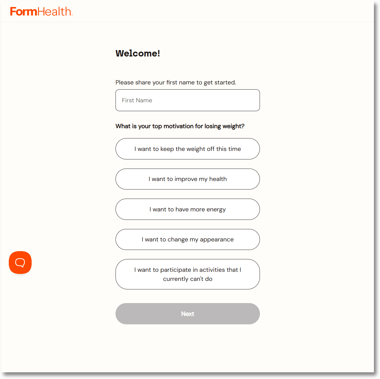 Form Health Quiz Form